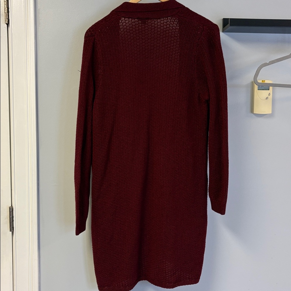 Torrid Deep Burgundy Open-Front Long Cardigan Sz 1X - Picture 5 of 5